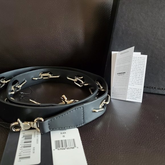 Alexander Wang Black Leather Strap with Silver Chain Links main image 5